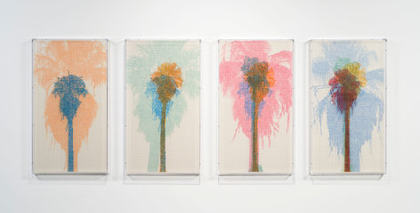 Charles Gaines Numbers and Trees: Palm Canyon, Palm Series 4, Tree #1-4, 2021