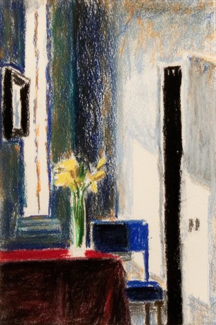 Bruce Cohen Interior with Daffodils and Blue Chair, 2018