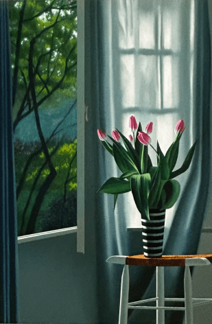 Bruce Cohen Tulips Silhouetted Against Curtain, 2024