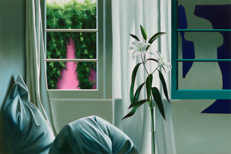 Bruce Cohen Interior with Lilies, Pink Wall and Matisse Cut-Out, 2021