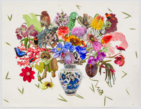Jane Hammond Persian Vase with Cup and Saucer Vine, Clematis Rebecca and Northern Red Bishop, 2025