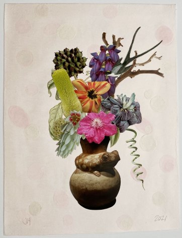 Jane Hammond Peruvian Frog Vessel with Clematis, Protea and Succulent, 2021