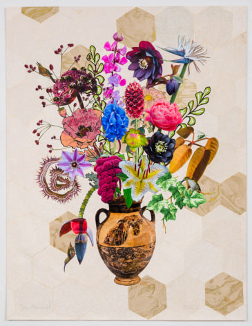Jane Hammond Horse-Head Amphora with Angelica, Monkshood and Two Spiderhunters, 2023