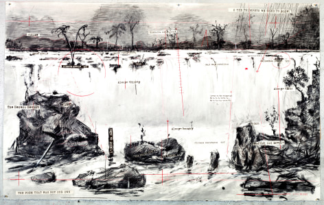 William Kentridge Drawing for The Head &amp;amp; The Load (Landscape with Waterfall), 2018