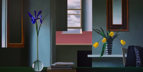 Bruce Cohen Untitled, Interior with Iris, Tulips and Pink Kitchen, 2017