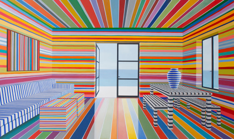 Rainbow Striped Room, 2017Oil on panel49 x 84&nbsp;inches