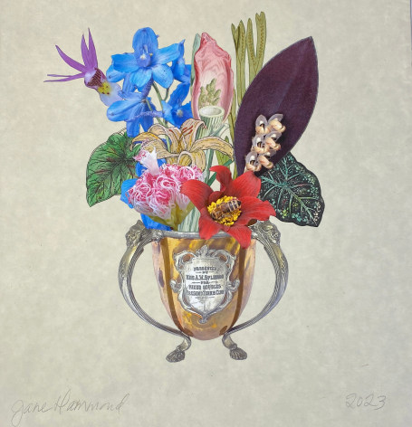 Jane Hammond Presidio Tennis Trophy with Bonnet Orchid, Delphinium and Lily, 2023