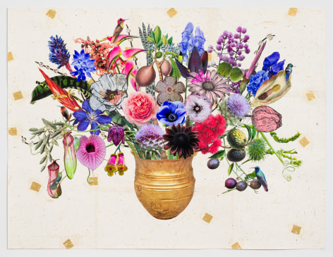 Jane Hammond Bronze Age Gold Cup with Persian Carpet Flower, Wild Cucumber and Monkshood, 2025