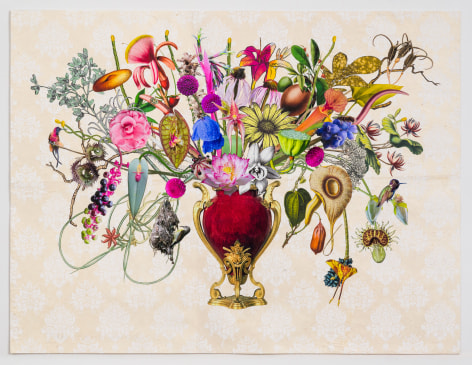 Jane Hammond French Sang de Boeuf and Gilt Bronze Centerpiece with Camellia, Crimson Topaz and Pokeberries, 2025