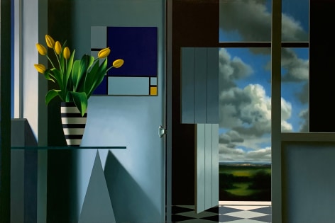 Bruce Cohen Interior with Yellow Tulips and Mondrian, 2020