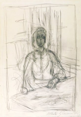Alberto Giacometti, Annette a Table a Stampa (verso: Personnages a table), 1951