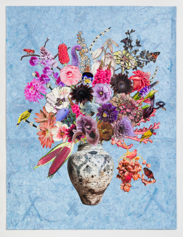Jane Hammond Mamluk Safavid Jar with Snapdragon, Bloody Butcher Corn and Red Factor Canaries, 2025