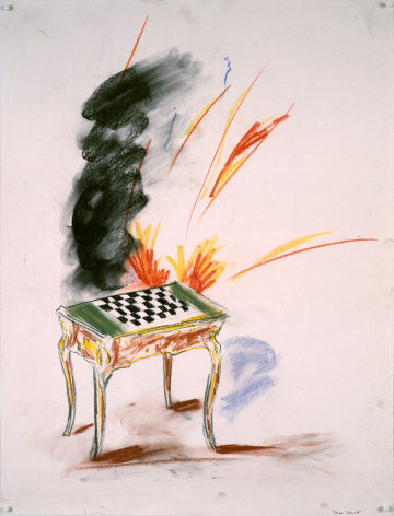 Karen Kilimnik, Bombed gaming table, 1985