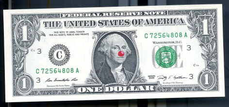 Hans-Peter Feldmann, Dollarschein mit roter Nase