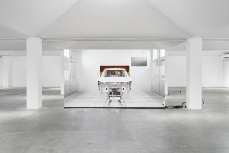 Installation view, Nina Canell, Future Mechanism Rag Plus Two Grams, Simian, Cophenhagen, 2024. Photo: GRAYSC / Simian