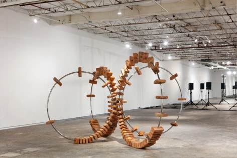 Installation view: Alicja Kwade, Moving in Glances, Dallas Contemporary, TX, Photo:&nbsp;Todora Photography LLC