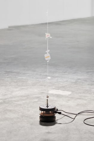 Installation view, Nina Canell, Future Mechanism Rag Plus Two Grams, Simian, Cophenhagen, 2024. Photo: GRAYSC / Simian