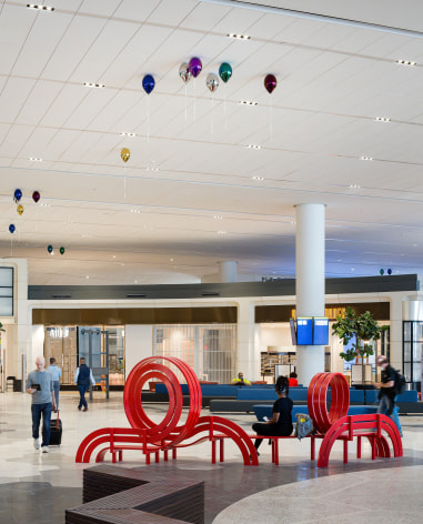 Installation View:&nbsp;Jeppe Hein, All Your Wishes,&nbsp;LaGuardia Airport&rsquo;s Terminal B, 2020, Commissioned by LaGuardia Gateway Partners in partnership with Public Art Fund for LaGuardia Airport&rsquo;s Terminal B