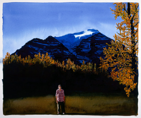 Tim Gardner, Untitled (Self portrait with larch trees &amp; Mt. Temple), 1999