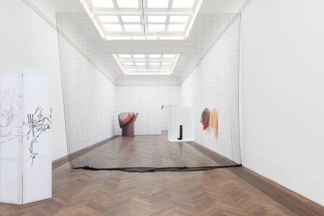 Installation view, Bizarre Silks, Private Imaginings and Narrative Facts, etc., an exhibition by Nick Mauss, Kunsthalle Basel, 2020. Photo: Philipp H&auml;nger / Kunsthalle Basel