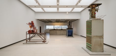 Installation view of Mike Nelson, The Asset Strippers, 2019. Various materials. Photo: Matt Greenwood., Courtesy the artist and the Hayward Gallery.