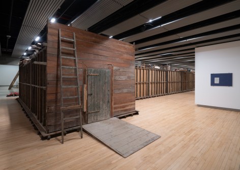 Installation view of Mike Nelson, The Deliverance and, The Patience, 2001. Various materials. Various materials. Photo: Matt Greenwood. Courtesy the artist and the Hayward Gallery.