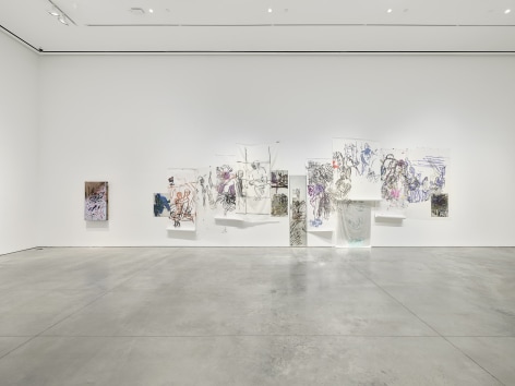 Installation view: Nick Mauss and Ken Okiishi, 303 Gallery, New York, 2025, Photo: Justin Craun