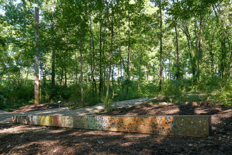 Installation view: Sam Falls, 2019,&nbsp;Laumeier Sculpture Park,&nbsp;St. Louis, MO, courtesy&nbsp;Laumeier Sculpture Park