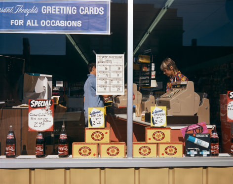 Stephen Shore, Disco-Discount Store, Cedar Street, Manistique, Michigan, July 9, 1973