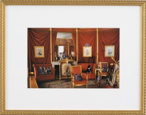 Karen Kilimnik, cats relaxing while owners out, 2016