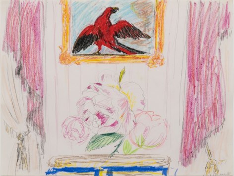 Karen Kilimnik, the home of the red falcon, or maybe red parrot, 1984