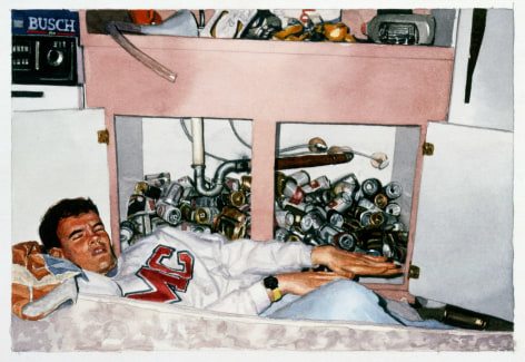 Tim Gardner, Untitled (Nick Posing with Cans Under Sink), 2000