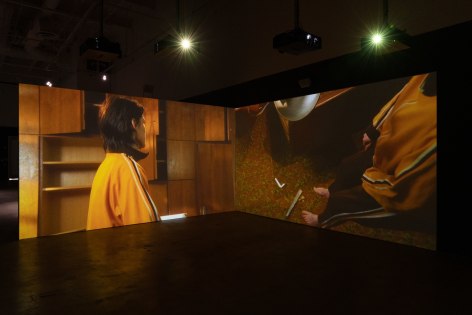 Jane and Louise Wilson, Installation view of Dreamtime&trade;, 2023, Contemporary Arts Center (CAC) Gallery at the University of California, Irvine, Photo by Yubo Dong / of studio photography.