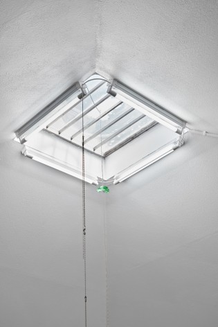 Installation view, Nina Canell, Future Mechanism Rag Plus Two Grams, Simian, Cophenhagen, 2024. Photo: GRAYSC / Simian