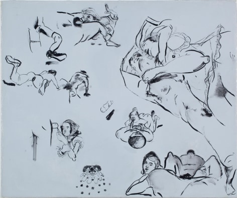 Sue Williams, Couple Taking Up Space on Grey, 1996