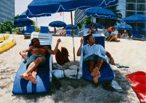 Tim Gardner, Untitled (Boys on Beach, Blue Umbrellas), 2000