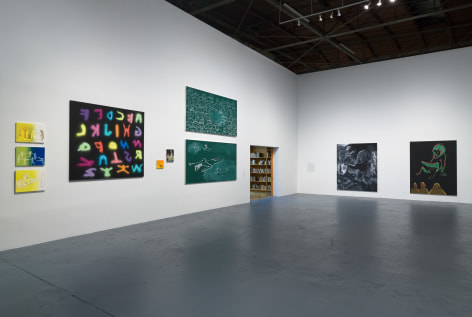 Installation view of Tala Madani: Biscuits, September 10 , 2022 &ndash; February 19 , 2023 at The Geffen Contemporary at MOCA. Courtesy of The Museum of Contemporary Art (MOCA). Photo by Jeff McLane.
