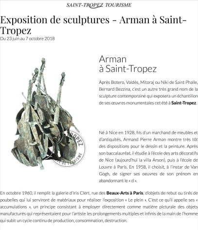 Exposition de sculptures - Arman à Saint-Tropez