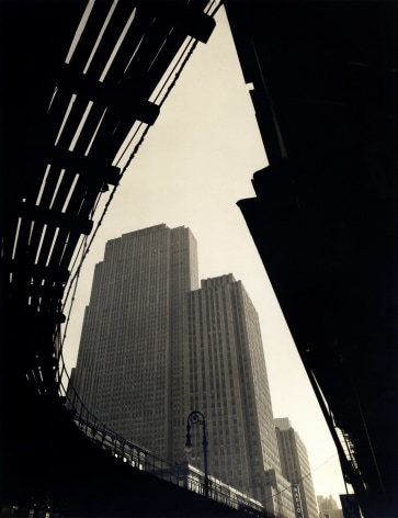 Wendell MacRae Rockefeller Center as seen from below the 6th Ave El circa 1936