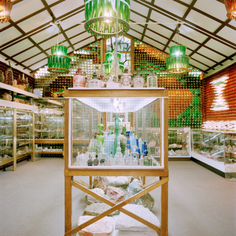 Color photo of the interior of a glass and bottle museum