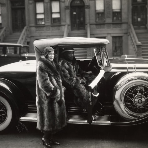 James Van Der Zee Couple in fur coats and V-16 was Cadillac, Harlem, 1932