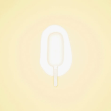 Color photo of a popsicle melting on a yellow background.