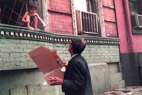 Helen Levitt New York City (child and man with box), 1972