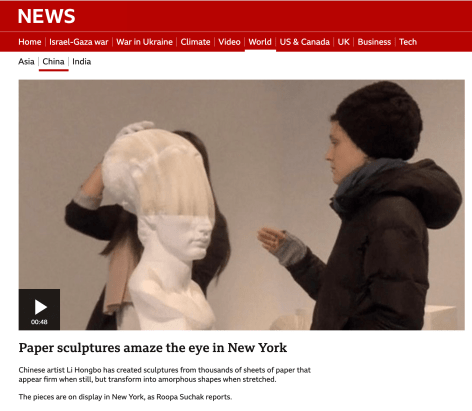 BBC News | Paper sculptures amaze the eye in New York