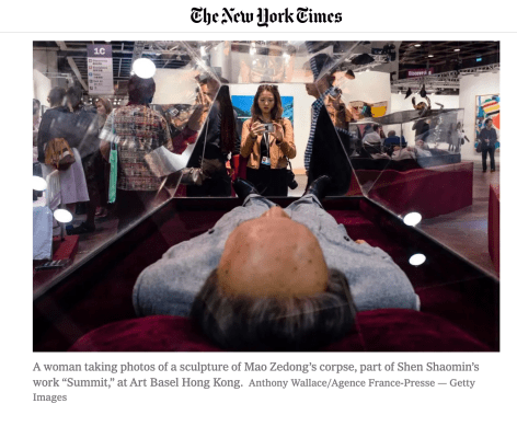 the new york times | At Asia’s Hottest Art Fair, Taking Selfies With a Mao ‘Corpse’