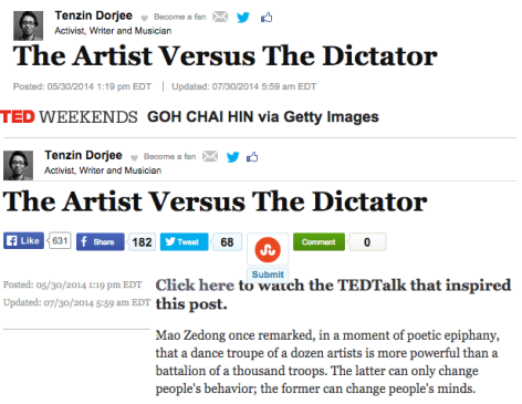 Huffington Post - TED Weekends | The Artist Versus The Dictator