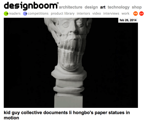 designboom I kid guy collective documents li hongbo's paper statues in motion