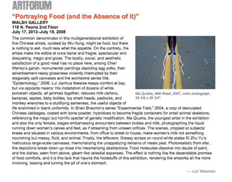 Artforum I “Portraying Food (and the Absence of It)”