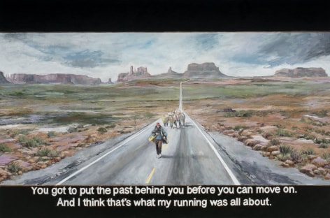 Chow_Chun_Fai_Forrest_Gump_You_got_to_put_the_past_behind_you_before_you_can_move_on_And_I_think_that's_what_my_running_was_all_about_Oil_on_canvas_100x150cm_2018