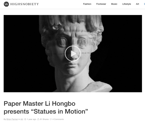 High Snobiety I Paper Master Li Hongbo presents “Statues in Motion”